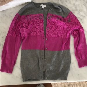 New York & Company Pink & Grey Sweater Size S
